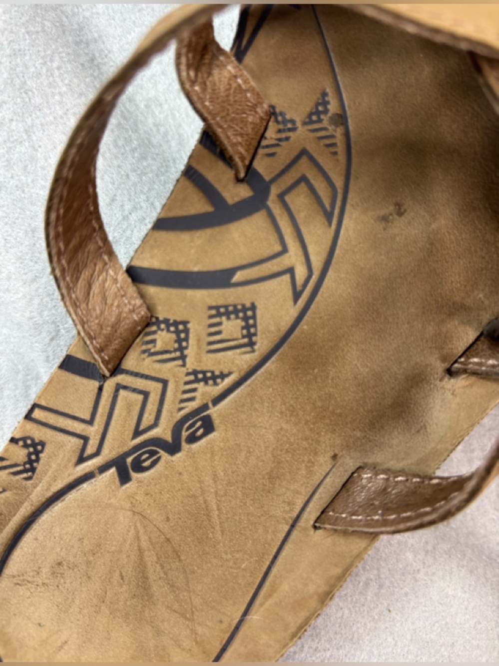Teva 6 Women's Coastal Tan Leather Crisscross Strap Thong Sandals - Picture 2 of 9
